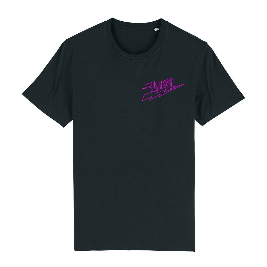 Flash Neon Pink Logo Front And Back Print Men's Organic T-Shirt-Flash-Essential Republik