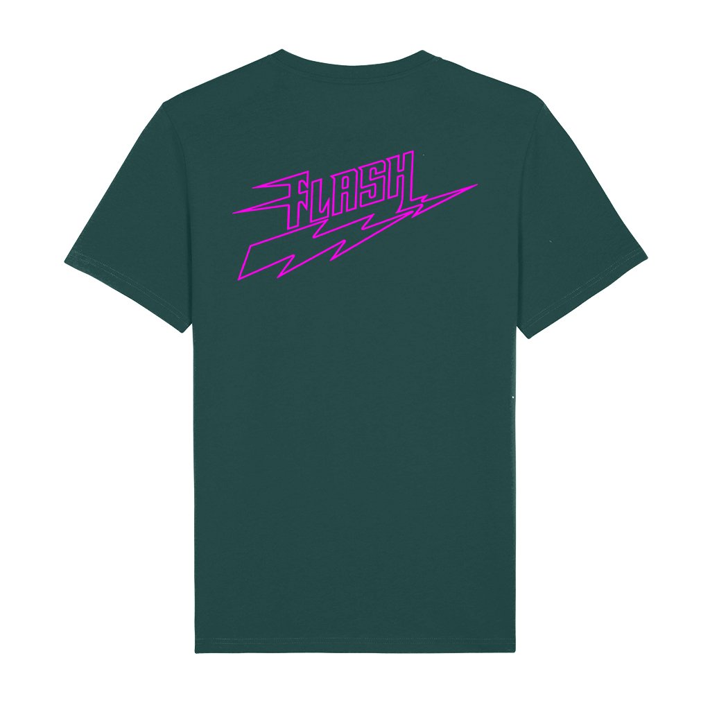 Flash Neon Pink Logo Front And Back Print Men's Organic T-Shirt-Flash-Essential Republik