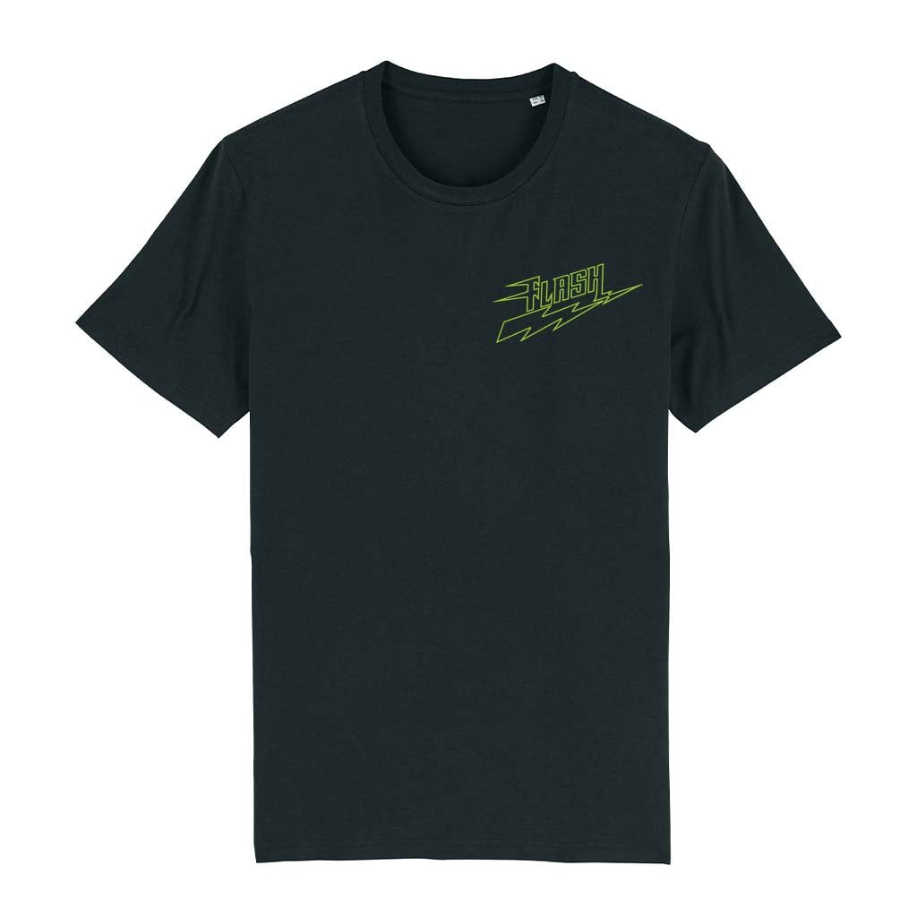 Flash Neon Green Logo Front And Back Print Men's Organic T-Shirt-Flash-Essential Republik