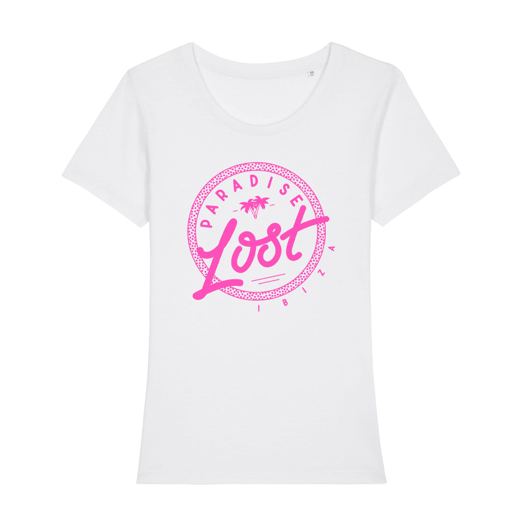 Paradise Lost Neon Pink Logo Women's Iconic Fitted T-Shirt-Paradise Lost-Essential Republik