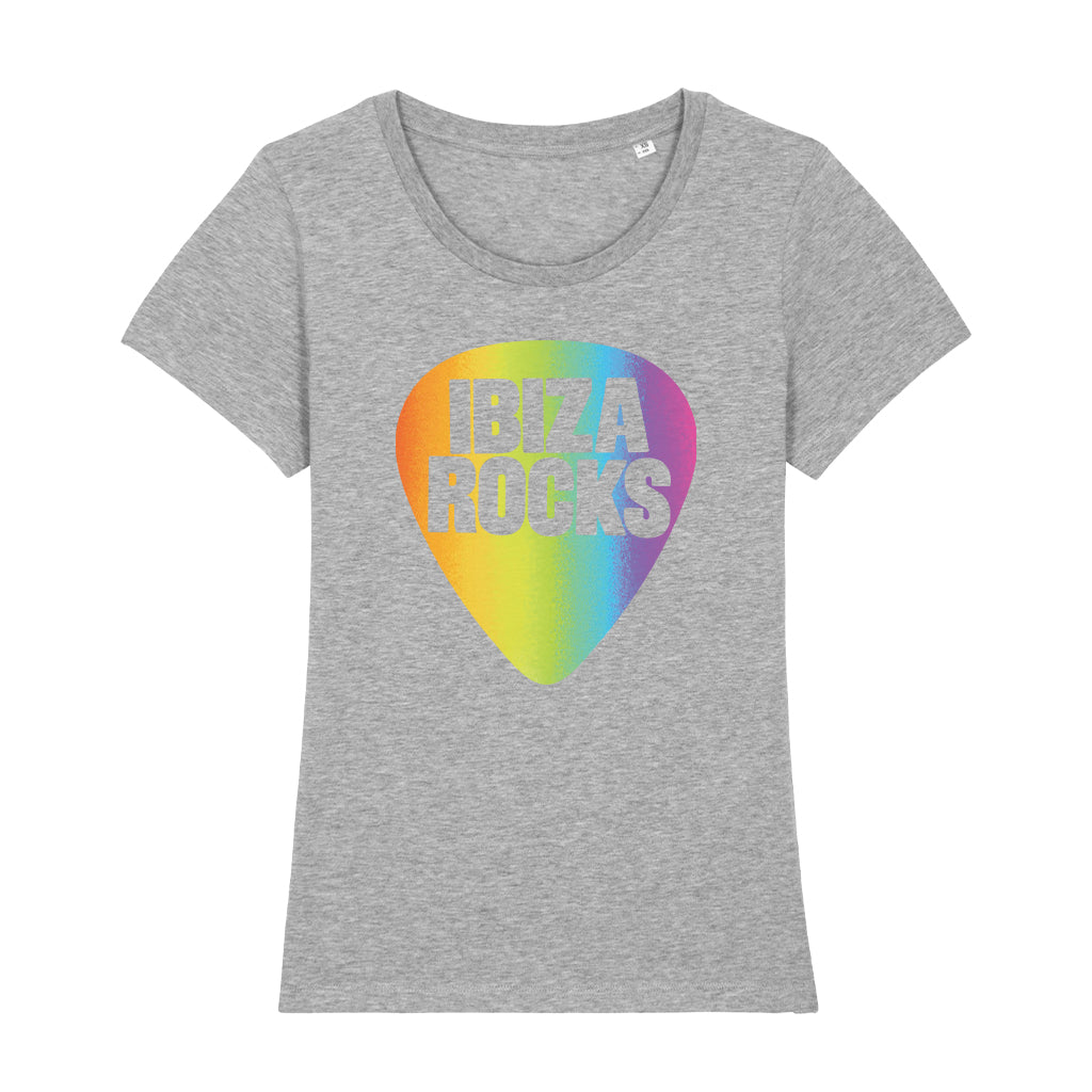 Ibiza Rocks Shimmer Rainbow Logo Women's Iconic Fitted T-Shirt-Ibiza Rocks-Essential Republik