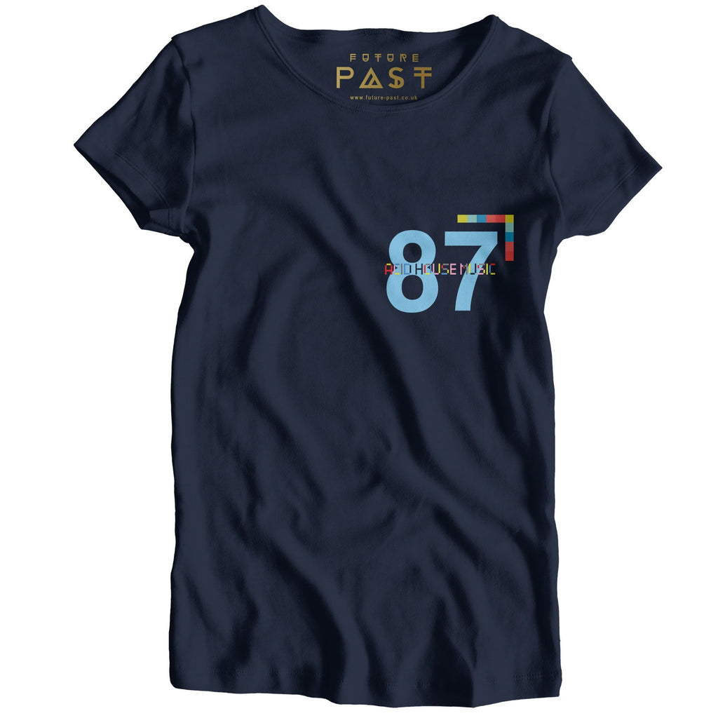 Acid House 87 Womans T-Shirt / Navy-Future Past-Essential Republik