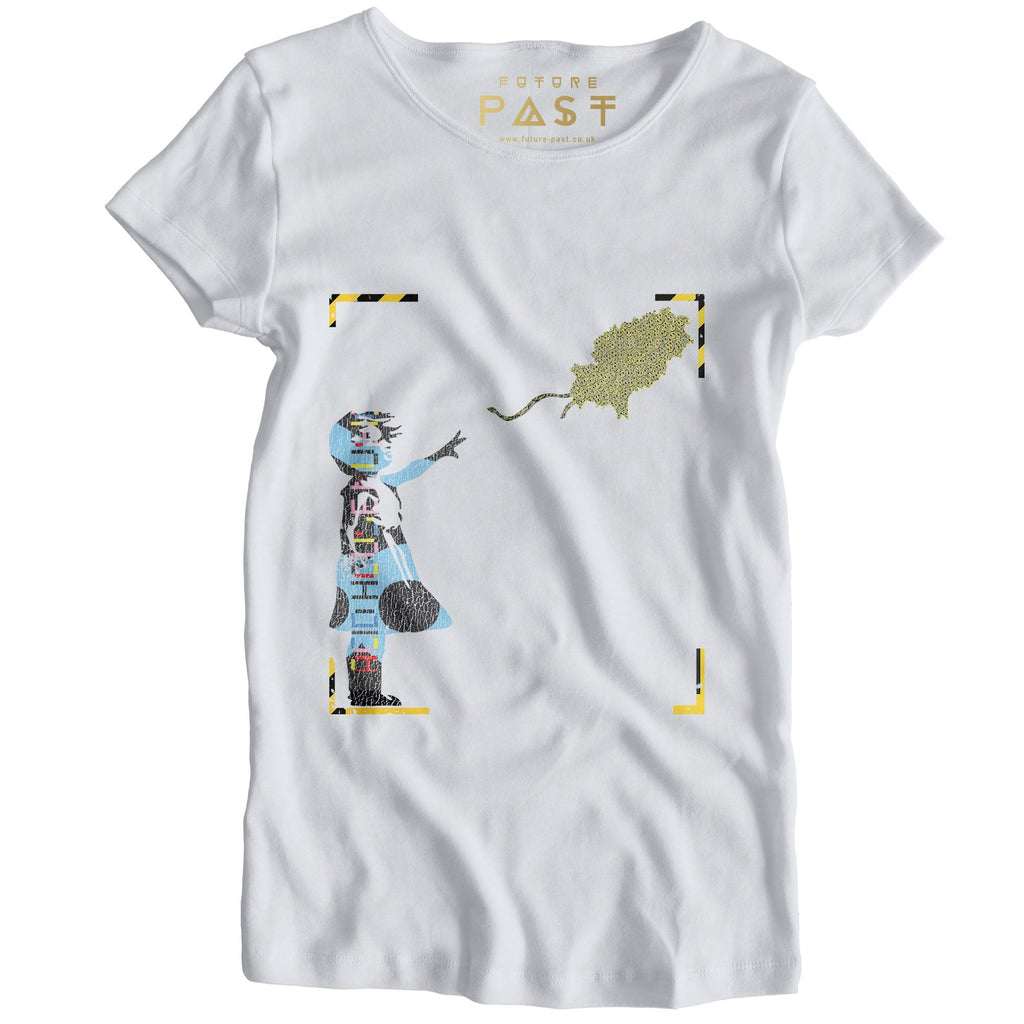Girl With Acid Balloon Women's T-Shirt / White-Future Past-Essential Republik